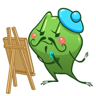 😼 rã, artista, pintura, boina, cavalete telegram sticker