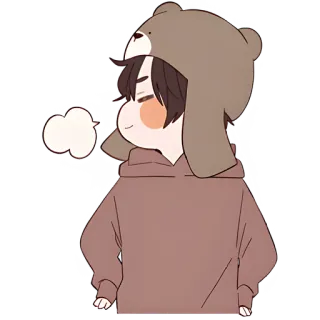 😏 anime, bear, hoodie, cute, chibi, boy telegram sticker