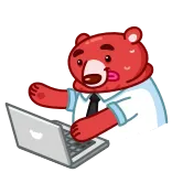 👨‍💻 bear, laptop, office, cartoon, red, animal telegram sticker