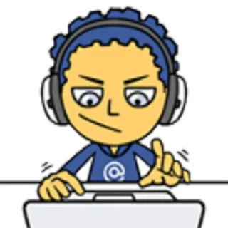 💻 การ์ตูน, ตัวละคร, หูฟัง, ดีเจ, ดนตรี, ทัศนคติ telegram sticker