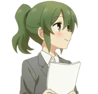 😂 Anime, Gadis, Karakter, Rambut hijau, Kantor, Bisnis, Serius telegram sticker