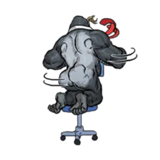 😎 gorilla, ape, office chair, cartoon, animal whatsapp sticker