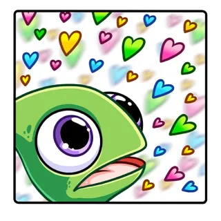 🤩 Tắc kè hoa, Trái tim, Hoạt hình, Nhãn dán, Dễ thương, Tình yêu, Động vật whatsapp sticker