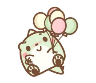 🎈 fofo, animal, kawaii, desenho animado, balões, dinossauro telegram sticker