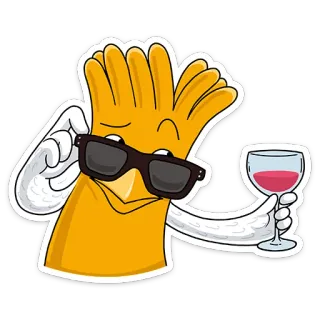 🍷 luva, vinho, óculos de sol, brinde, celebração, desenho animado, legal whatsapp sticker