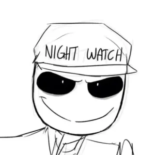 👺 NIGHT WATCH nacht, horloge, veiligheid, hoed, tekening, cartoon telegram sticker