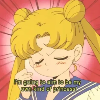 👑 Sailor Moon I'm going to aim to be my own kind of princess! Anime, Putri, Kutipan, Sailor Moon, Kartun whatsapp sticker
