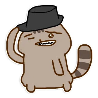 🤚 кот, шляпа, животное, мультфильм, наклейка, милый telegram sticker