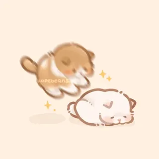 ✨ kapebeans fofo, chibi, cachorro, filhote, dormindo, brilhos, animais telegram sticker