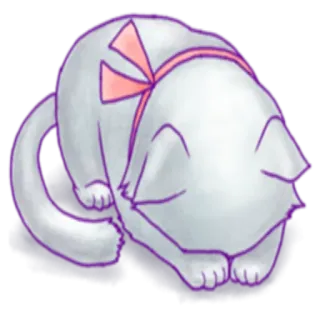 😶 Katze, Kätzchen, schlafend, süß, Schleife, Tier, Haustier telegram sticker