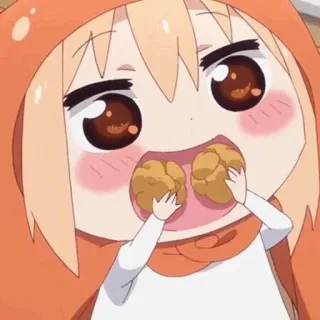 🍯 Umaru Doma Himouto! Umaru-chan 애니메이션, 만화, 우마루, 귀여운, 먹방, 웃긴, 소녀 whatsapp sticker