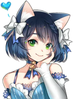 💙 Anime, Nekomimi, Carino, Kawaii, Illustrazione telegram sticker