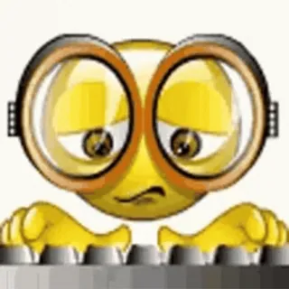 🤓 emoji, typing, glasses, keyboard, yellow, sad telegram sticker