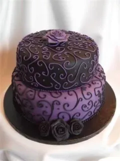 🍰 cake, purple, black, dessert, sweet, rose, celebration telegram sticker