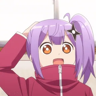 😅 Anime, Dziewczyna, Kreskówka, Słodkie, Postać, Fioletowe włosy, Gwiazda, Japońska animacja telegram sticker