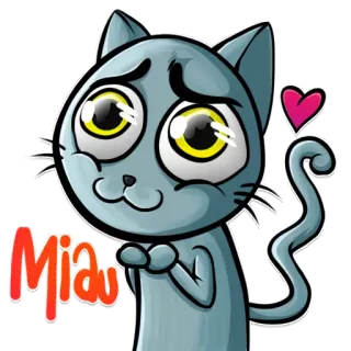 🥺 Miau gato, dibujos animados, lindo, corazón, animal telegram sticker