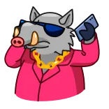 😎 кабан, свинья, гангстер, солнцезащитные очки, телефон, животное whatsapp sticker