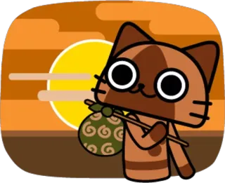 🌅 고양이, 동물, 만화, 일몰, 가방, 걷기 telegram sticker