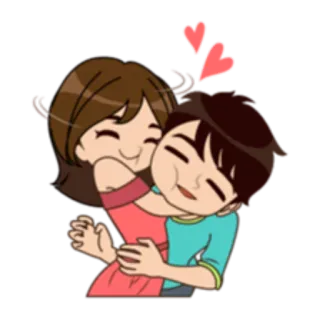 😍 漫画, ハグ, 愛, 愛情, ロマンス, カップル telegram sticker