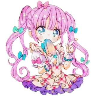 😋 アニメ, 女の子, 可愛い, ちび, ロリポップ, かわいい, パステル telegram sticker