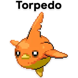 🚀 Torpedo 魚雷, オレンジ, 魚, ピクセルアート, 海の生き物, ピクセル telegram sticker
