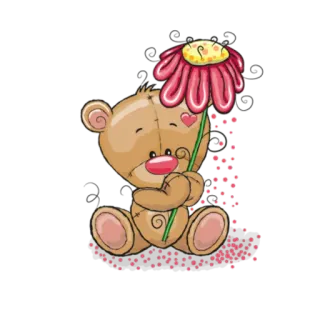 🙏 orsetto, fiore, carino, cartone animato, animale, giocattolo, illustrazione whatsapp sticker