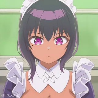 🙏 anime, maid, cartoon, purple eyes, female, character telegram sticker