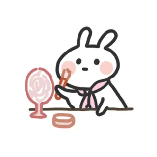 💅 rabbit, bunny, makeup, mirror, cute, animal, cartoon telegram sticker