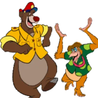 🕺 Baloo, Dschungelbuch, Disney, Cartoon, Bär, Affe telegram sticker