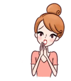 🙏 mulher, desenho animado, choque, surpresa, preocupada telegram sticker