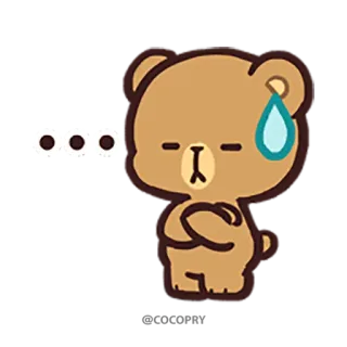 😑 ours, mignon, dessin animé, sueur, points whatsapp sticker