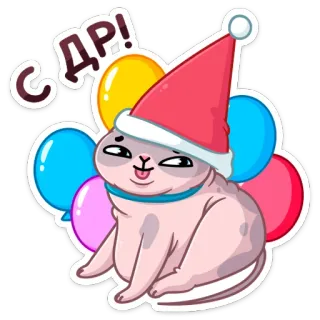 🥳 С ДР! cat, birthday, balloons, party, celebration, festive telegram sticker