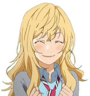 🙂 Kaori Miyazono Your Lie in April Anime, Ragazza, Carina, Sorriso, Felice, Bionda, Personaggio telegram sticker