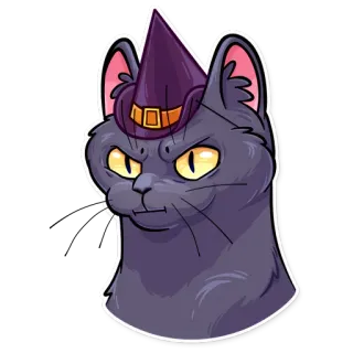 😠 kucing, penyihir, topi, halloween, sihir, hewan telegram sticker