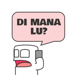 🤔 DI MANA LU? 만화, 말풍선, 인도네시아어, 질문 telegram sticker