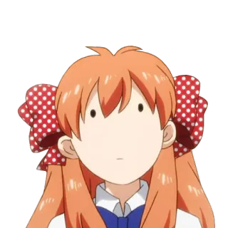 😟 anime, cartoon, character, orange hair, girl telegram sticker