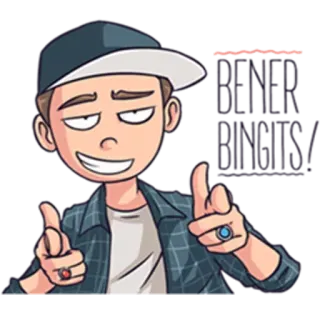 😅 desenho animado, personagem, homem, dedos, apontando whatsapp sticker
