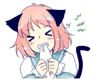 😖 Anime, Ragazza, Kawaii, Orecchie da gatto, Carino, Adesivo whatsapp sticker