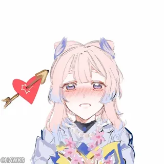 💠 Sangonomiya Kokomi Genshin Impact อนิเมะ, ผู้หญิง, หัวใจ, ลูกศร, เขินอาย, โคโคมิ, เก็นชิน อิมแพ็ค telegram sticker