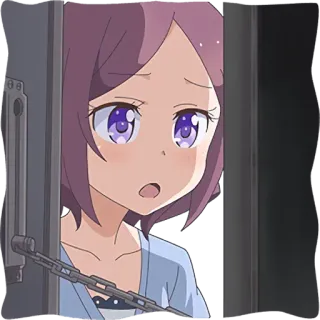 😮 anime, chica, mirando, puerta telegram sticker