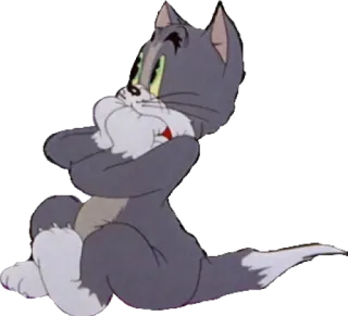😯 Tom Cat Tom and Jerry Cartone animato, Gatto, Grigio, Seduto, Divertente, Cartone animato classico telegram sticker