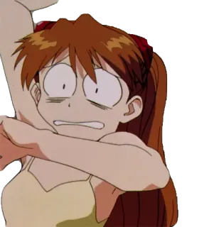 😱 Asuka Langley Soryu Neon Genesis Evangelion animé, fille, effrayée, Evangelion, nerveuse whatsapp sticker