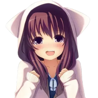 😧 สาวอนิเมะ, หูแมว, น่ารัก, การ์ตูน, คาวาอิ, สติกเกอร์ telegram sticker