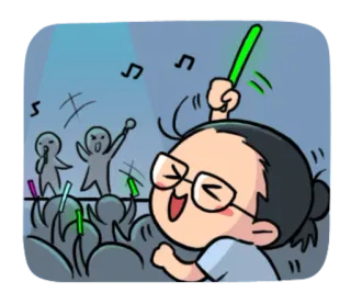 🎤 卡通, 演唱会, 音乐, 观众, 欢呼, 应援棒, 人群 telegram sticker