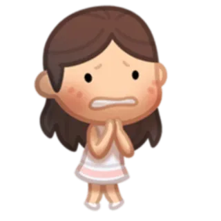 🙁 cartoon, personage, meisje, smekend, bezorgd, angstig, kawaii telegram sticker