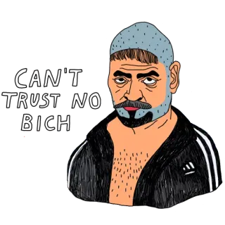 😒 hombre, retrato, mediana edad, Adidas, chándal, europeo del este, ilustración telegram sticker