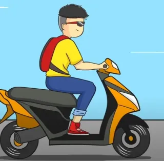 🎭 scooter, moto, dessin animé, transport, véhicule, personne whatsapp sticker