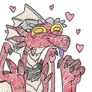❤️ naga, hati, kartun, binatang, fantasi, imut, stiker telegram sticker