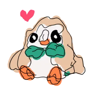 😘 Rowlet Brindibou, Pokémon, hibou, mignon, dessin animé telegram sticker