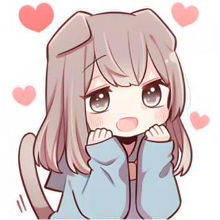 😍 动漫, 可爱, 卡哇伊, 狗, 爱心, 女孩, Q版, 卡通 whatsapp sticker